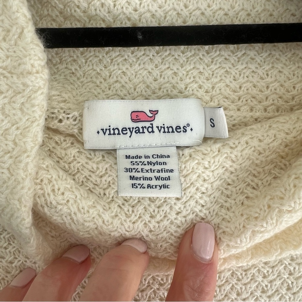 Vineyard Vines cream knit cowl neck tunic